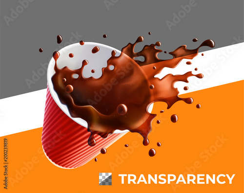 Red Coffee Ripple Cup with a Semi-Transparent Coffee Splash