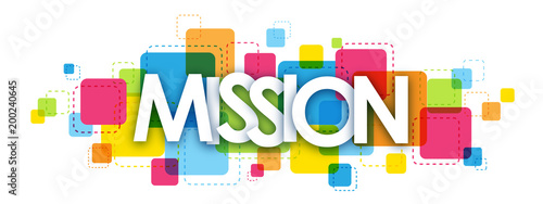 MISSION colourful vector letters icon photo