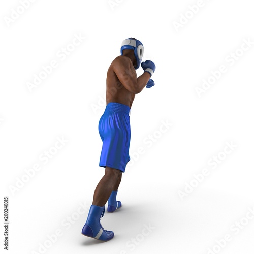 African American Male boxer on white. 3D illustration © 2dmolier