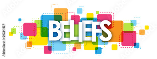 BELIEFS colourful vector letters icon