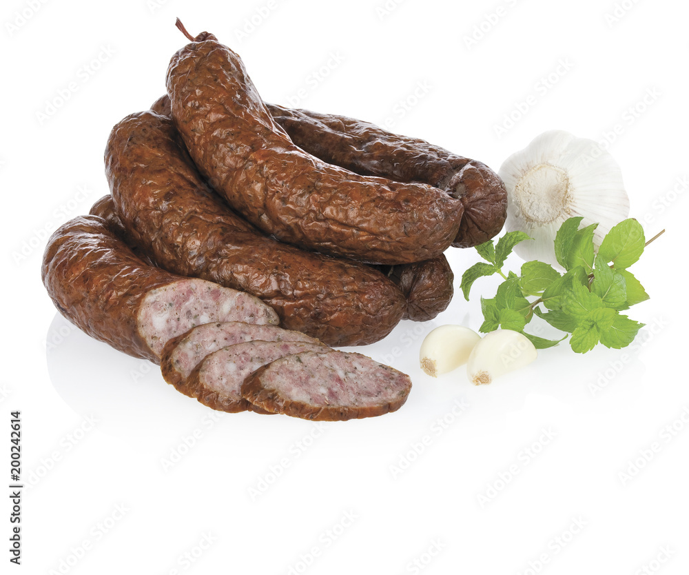 Traditional sausage isolated on white background Traditional sausage isolated on white background