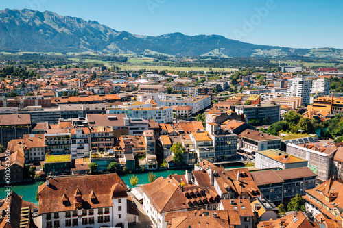 Thun cityscape with Alps mountain and lake in Switzerland