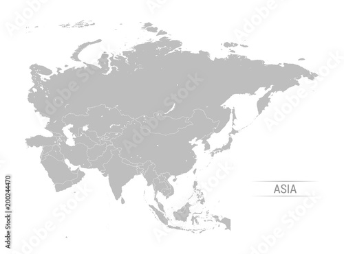 Asia Map Greyscale Vector illustration