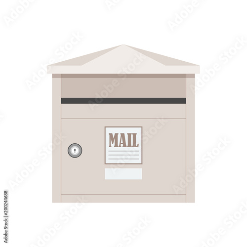 Modern white letter box with mail letters vector illustration. Vintage mailbox icon. Metallic post box icon.