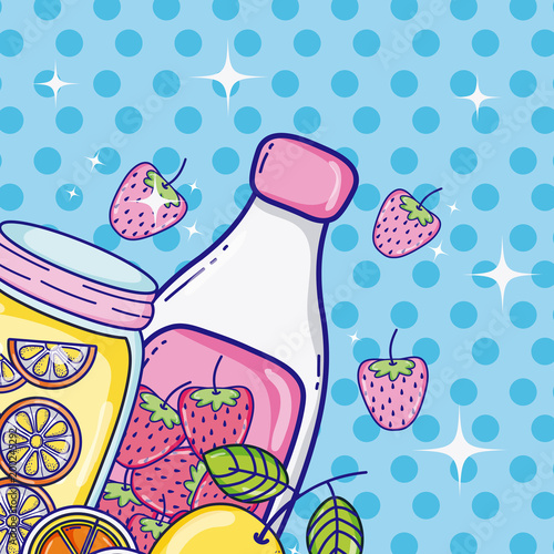 Summer time juice cartoon