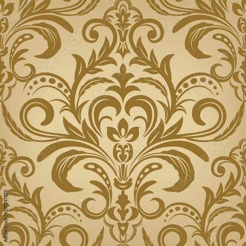 Seamless damask pattern for background or wallpaper design. Damask wallpaper. Seamless oriental pattern