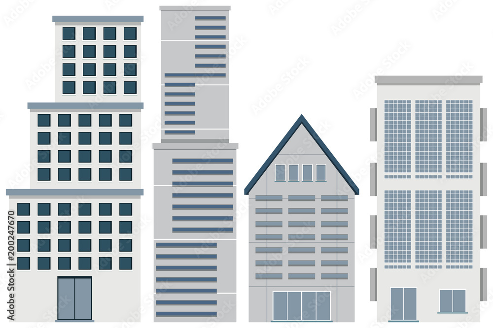 Four designs of buildings