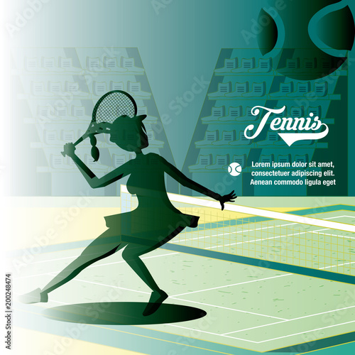 woman playing tennis character vector illustration design