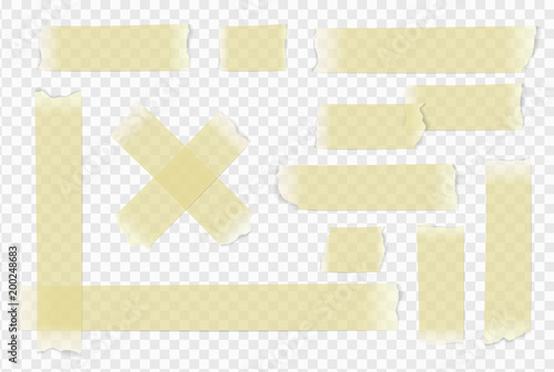 Vector adhesive paper tape on transparent background.