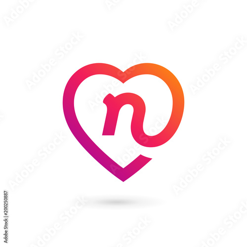 Letter N heart logo icon design template elements