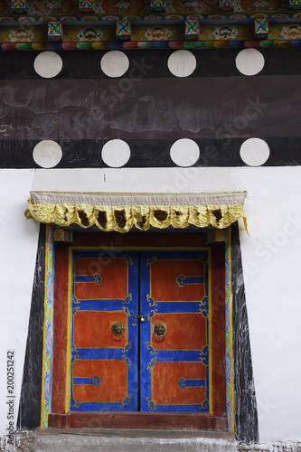 Decorated window of building in Chinese village photo