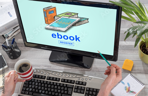 E-book concept on a computer