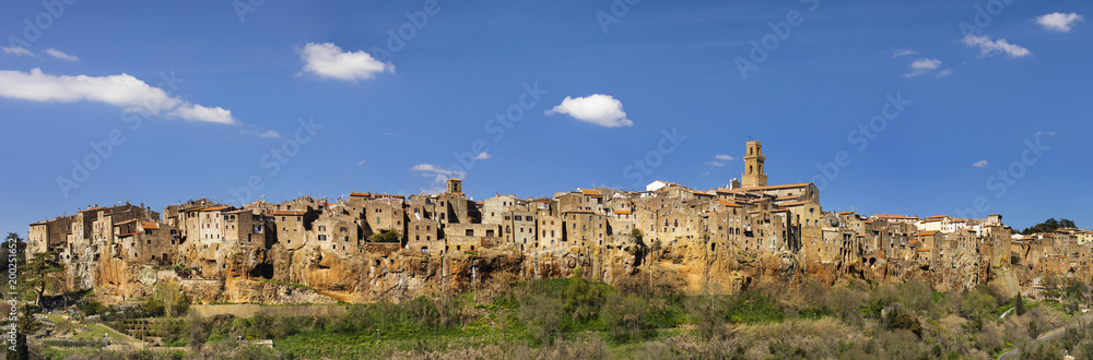 panorama old medieval city in Tuscany in spring day in Italy