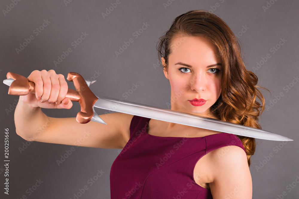 Beautiful young pure princess girl with a sword Beautiful young pure princess girl with a sword