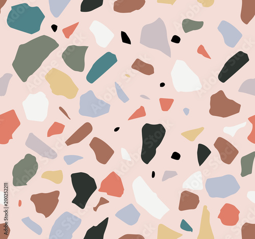 Terrazzo seamless pattern. Pastel colors. Marble.