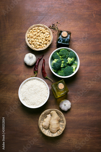 Chinese food raw ingredients, vegetables and nuts