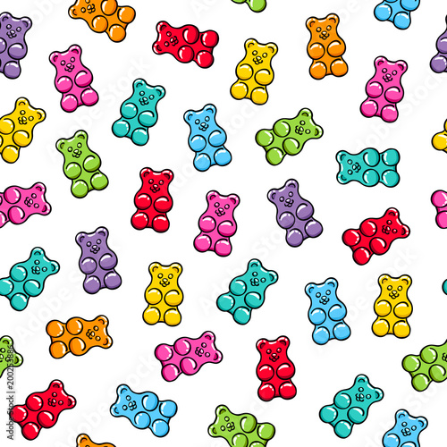 Jelly gummy bears seamless pattern.