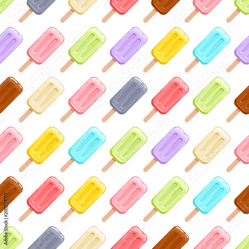 Colorful ice cream popsicles seamless pattern.