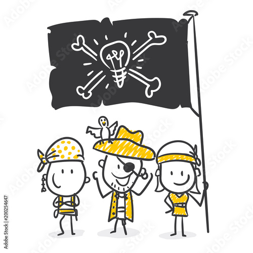 Strichfiguren / Strichmännchen: Piraten, Innovatoren. (Nr. 216)