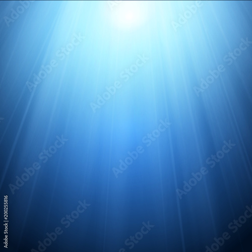 Cold spotlight with rays isolated on blue background. Vector