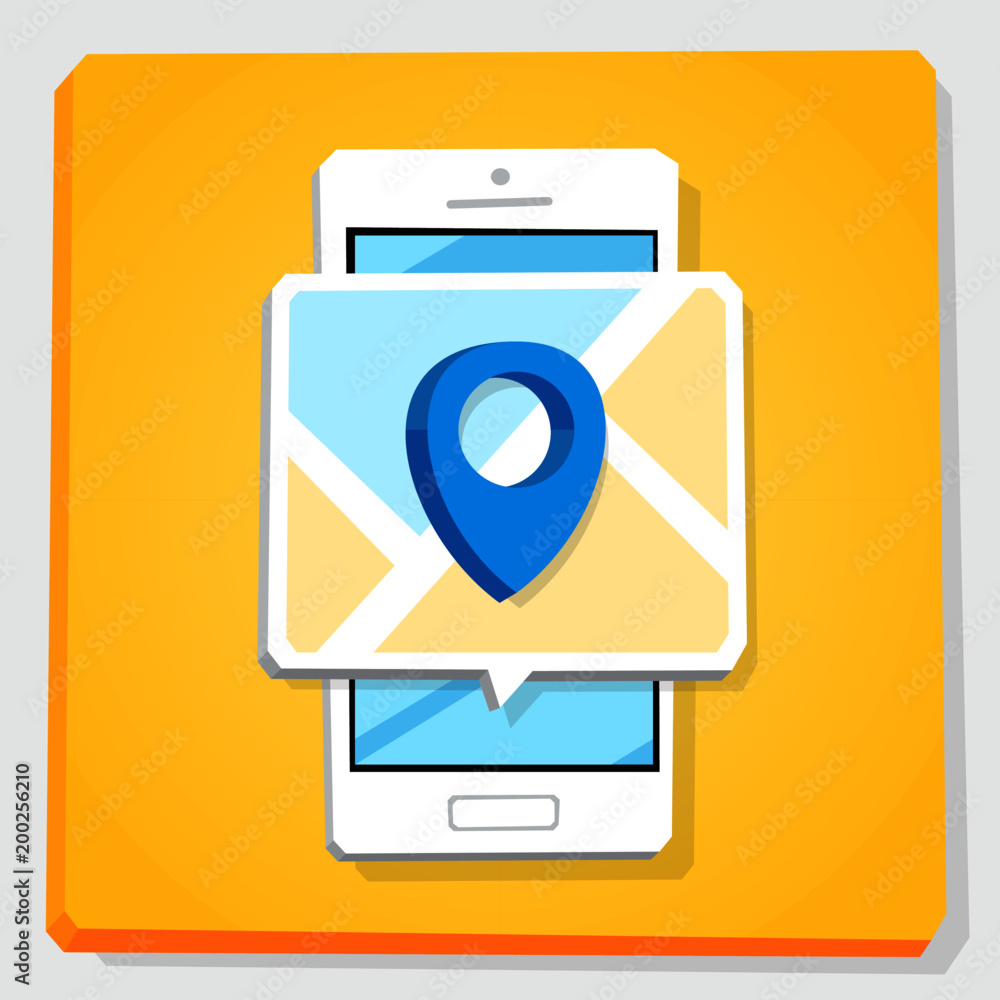 Smartphone 3d isometry flat design vector illustration. Window with pin navigation arrow icon on mobile phone screen. Concept of user geolocation app. Smartphone 3d isometry flat design vector illustration. Window with pin navigation arrow icon on mobile phone screen. Concept of user geolocation app.