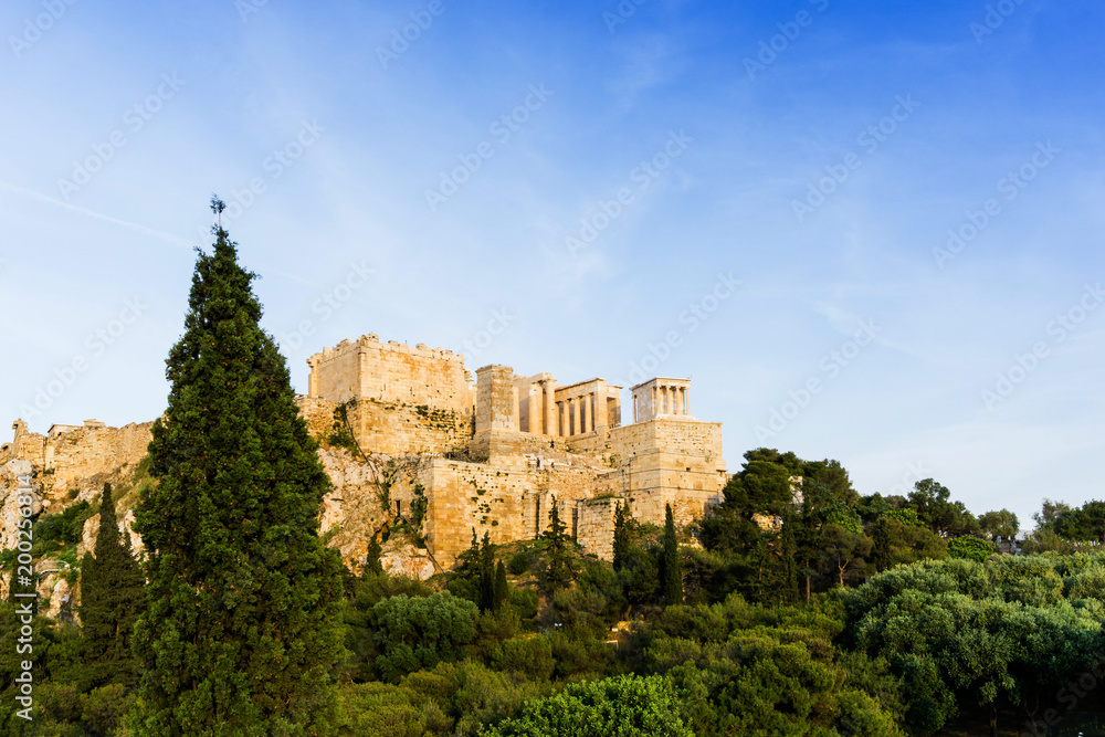 view of Historic Old Acropolis of Athens, Greece