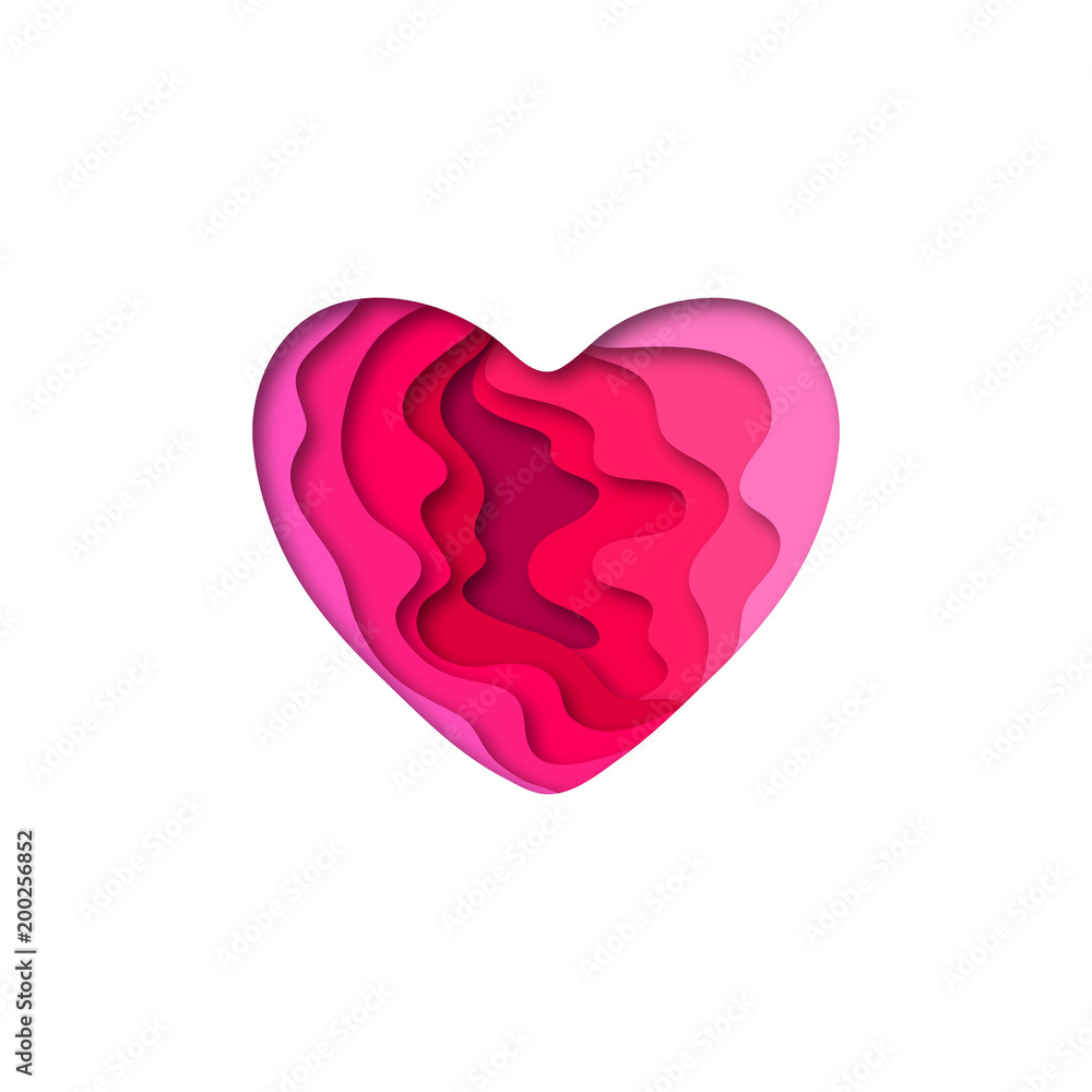 Paper cut heart shape 3D design. Template for Valentines day and greeting card backgrounds. Colorful vector illustration. Paper cut heart shape 3D design. Template for Valentines day and greeting card backgrounds. Colorful vector illustration.