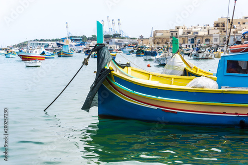 Traditional boats at Marsaxlokk Harbor in Malta