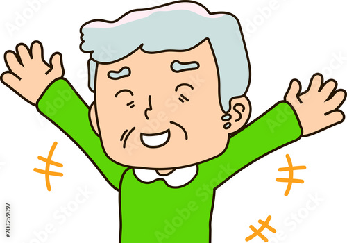 Grandfather looks like Delighting