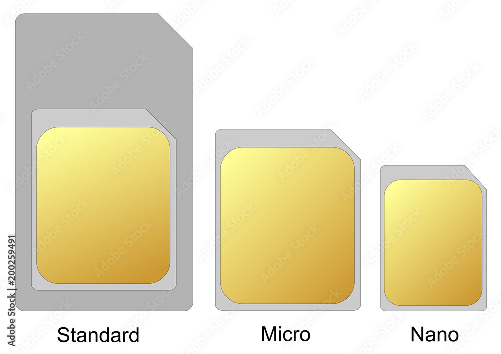 Mobile phone sim card set standard micro and nano sim card vector eps 10 Mobile phone sim card set standard micro and nano sim card vector eps 10