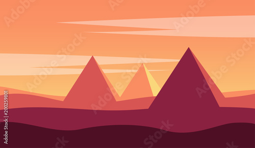 Egypt pyramids. Flat vector illustration.