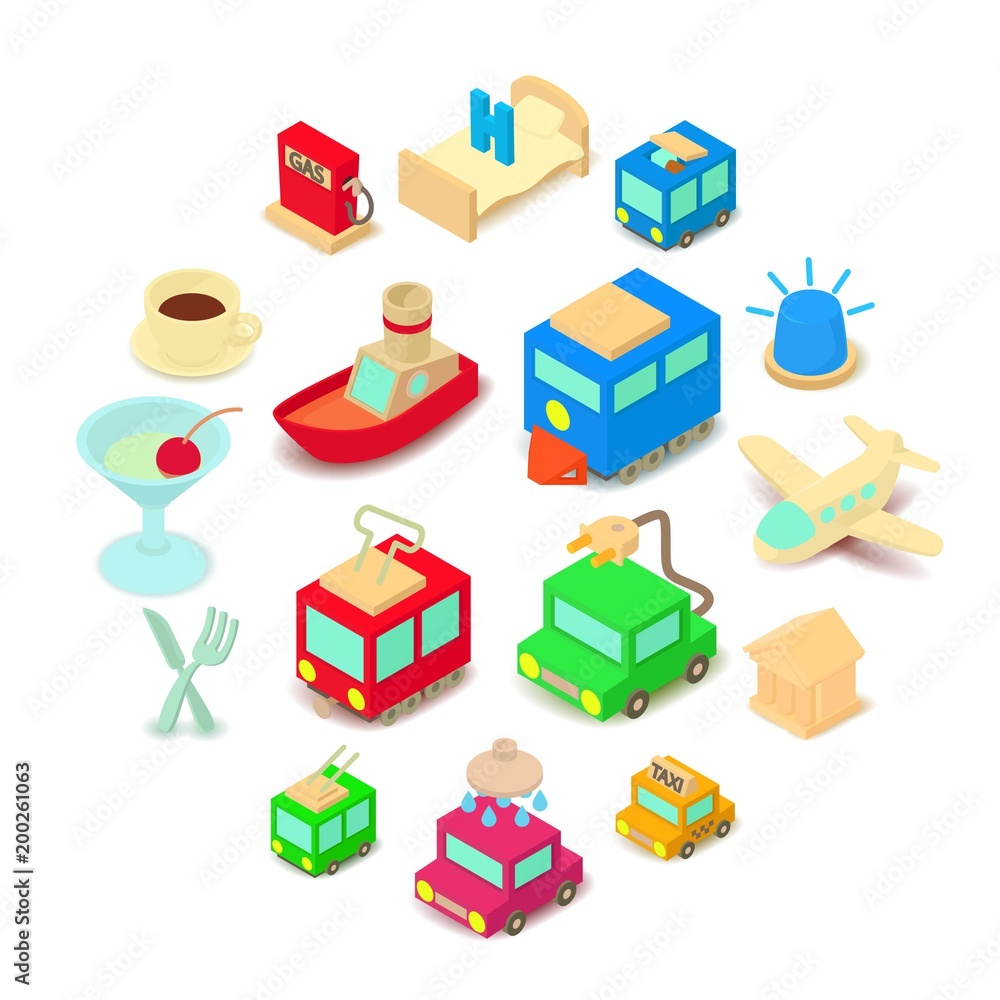 Points of interest icons set, cartoon style Points of interest icons set, cartoon style