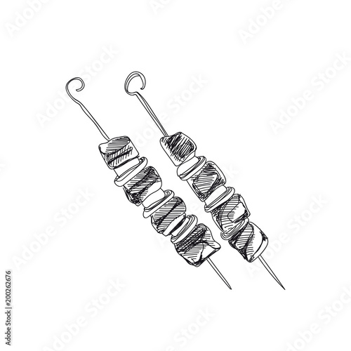 Beautiful vector hand drawn barbecue Illustration.