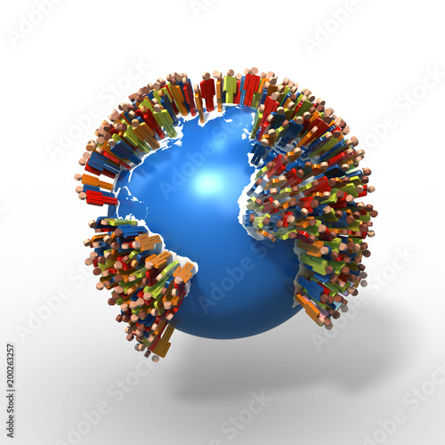 World Population, Globe with people