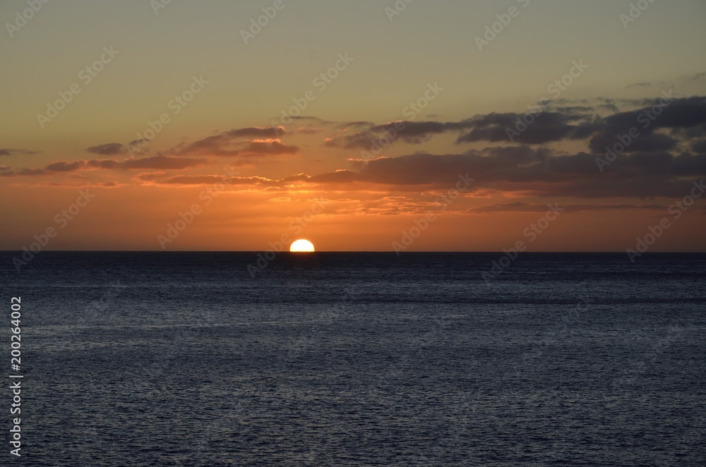 Sonnenuntergang an der Playa de Valle Gran Ray, Gomera