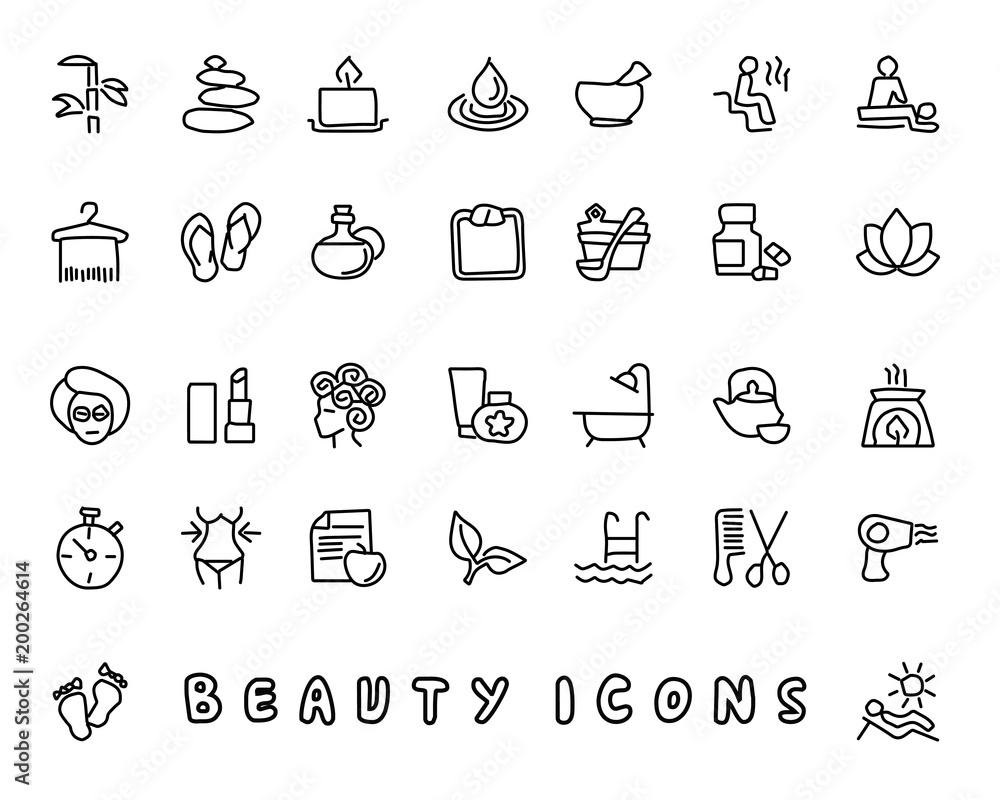 Fototapeta premium beauty hand drawn icon design illustration, line style icon, designed for app and web