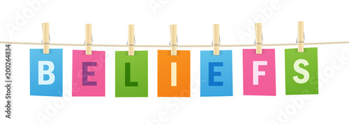 BELIEFS colourful vector letters icon