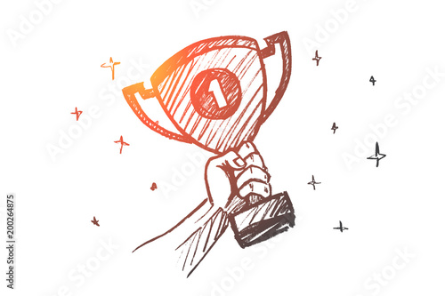 Hand drawn trophy for the first place in palm