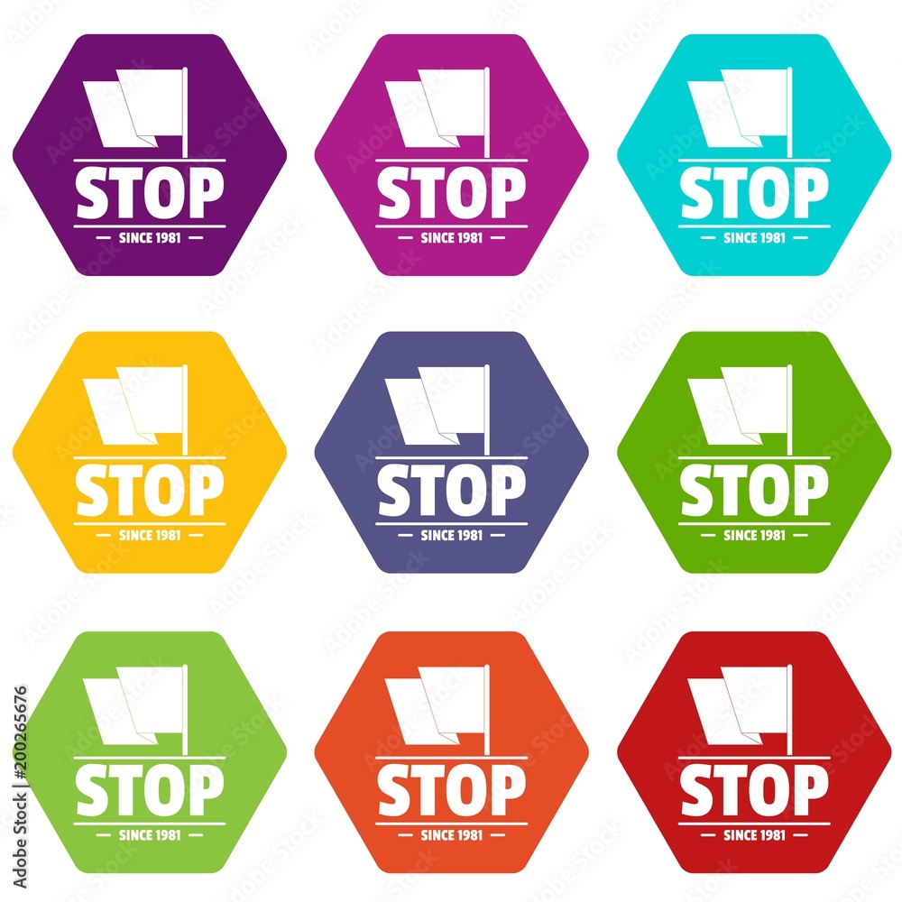 Social protest stop icons set 9 vector Social protest stop icons set 9 vector