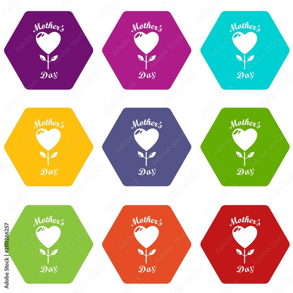 Mom day icons set 9 vector Mom day icons set 9 vector
