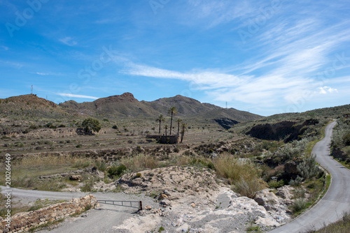 The green way of Lucainena under the blue sky in Almeria photo