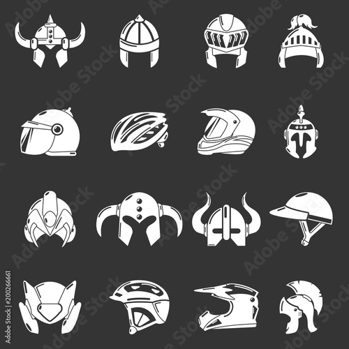 Helmet icons set grey vector