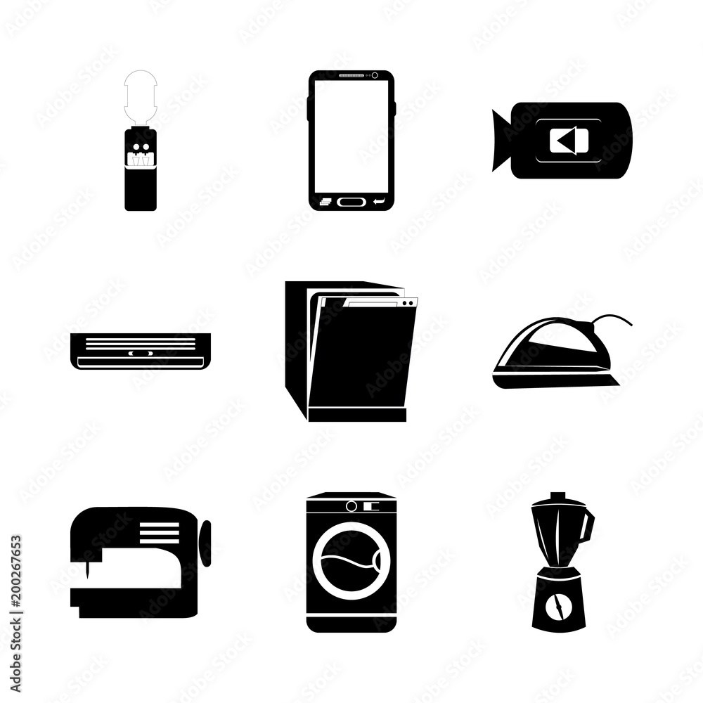 icon Electronic with climate, ironing, fashion, touch screen and fabric icon Electronic with climate, ironing, fashion, touch screen and fabric