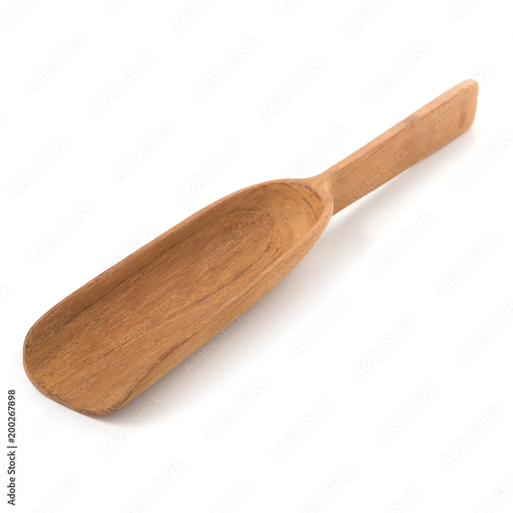 Empty wooden scoop isolated on a white background Empty wooden scoop isolated on a white background