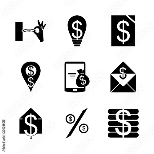 icon Currency with economic, bank, coin, electron payment and pound