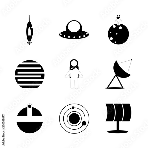 icon Cosmos with planet, astro, alien planet, alien and cosmos