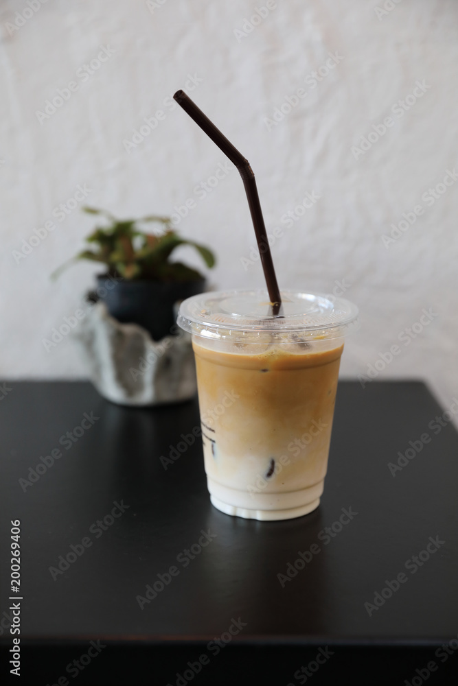 ice latte coffe in coffee shop ice latte coffe in coffee shop