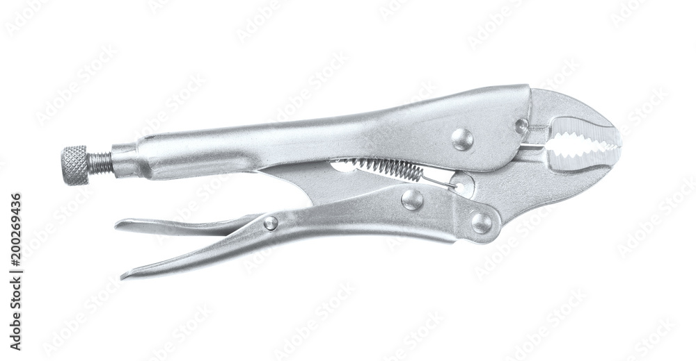 Locking pliers with jaws isolated on white Locking pliers with jaws isolated on white