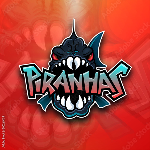 Piranhas emblem logo for sports team