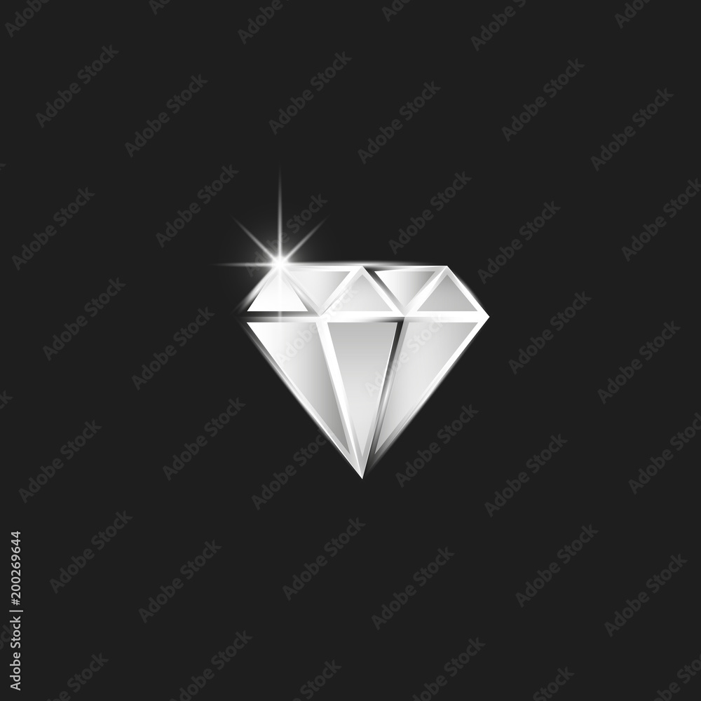 Diamond logo, realistic cut diamond with spark as a gemstone for jewelry workshop emblem Diamond logo, realistic cut diamond with spark as a gemstone for jewelry workshop emblem